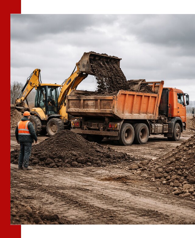 Вывоз грунта и строительного мусора в Минеральных Водах грузовыми самосвалами