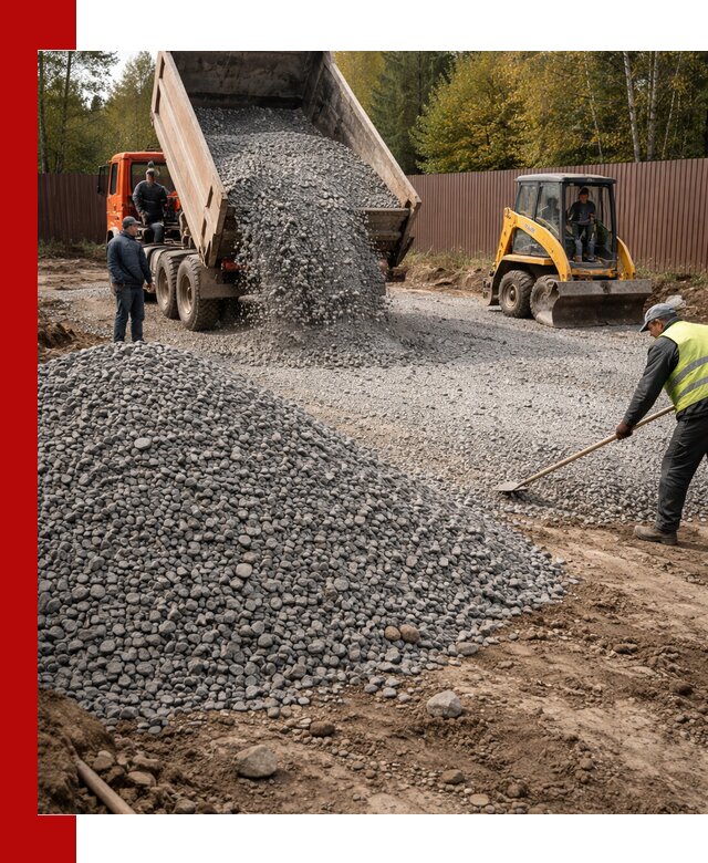Отсыпка участка щебнем с доставкой и уплотнением в Минеральных Водах