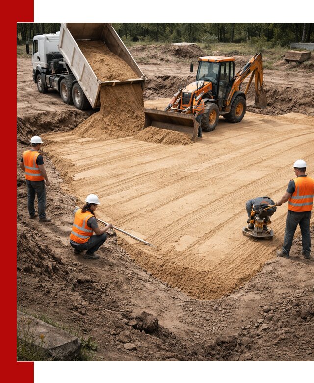 Устройство песчаной подушки для фундаментов и дорог в Минеральных Водах
